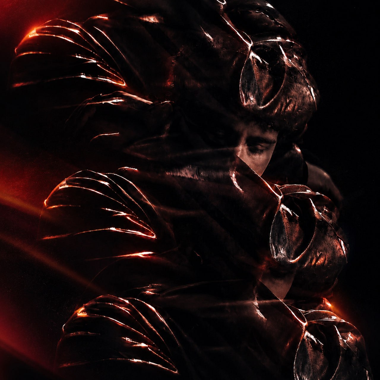 DISTEYO KTF cover: a figure in dark feathered armour lit by red light